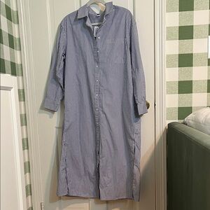 NWT Old Navy Navy and White Striped Maxi Shirt Dress Size L
